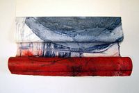 Relaciones ficticias II . Mixed media on paper. 48 x 78 x 22 cm 